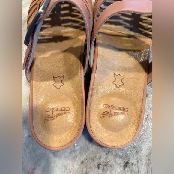 Dansko Leilani Sandals Womens 40 Tan Leather Woven Straps Mule Slide Shoes - Picture 9 of 9